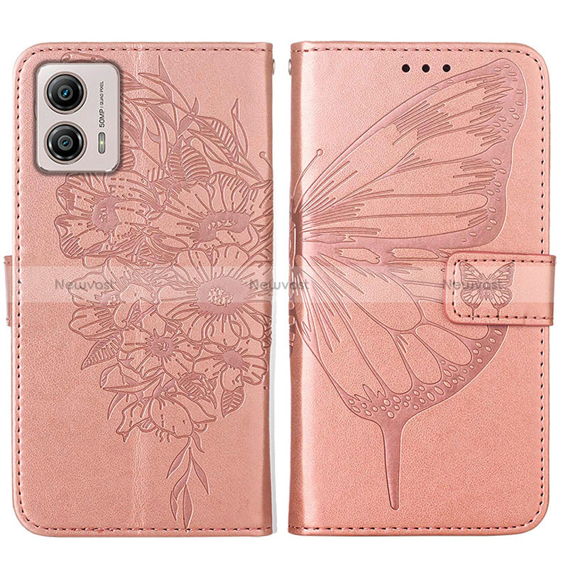 Leather Case Stands Butterfly Flip Cover Holder YB1 for Motorola Moto G53j 5G