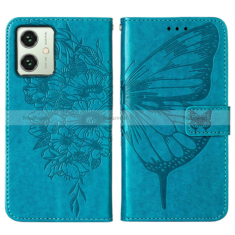 Leather Case Stands Butterfly Flip Cover Holder YB1 for Motorola Moto G54 5G