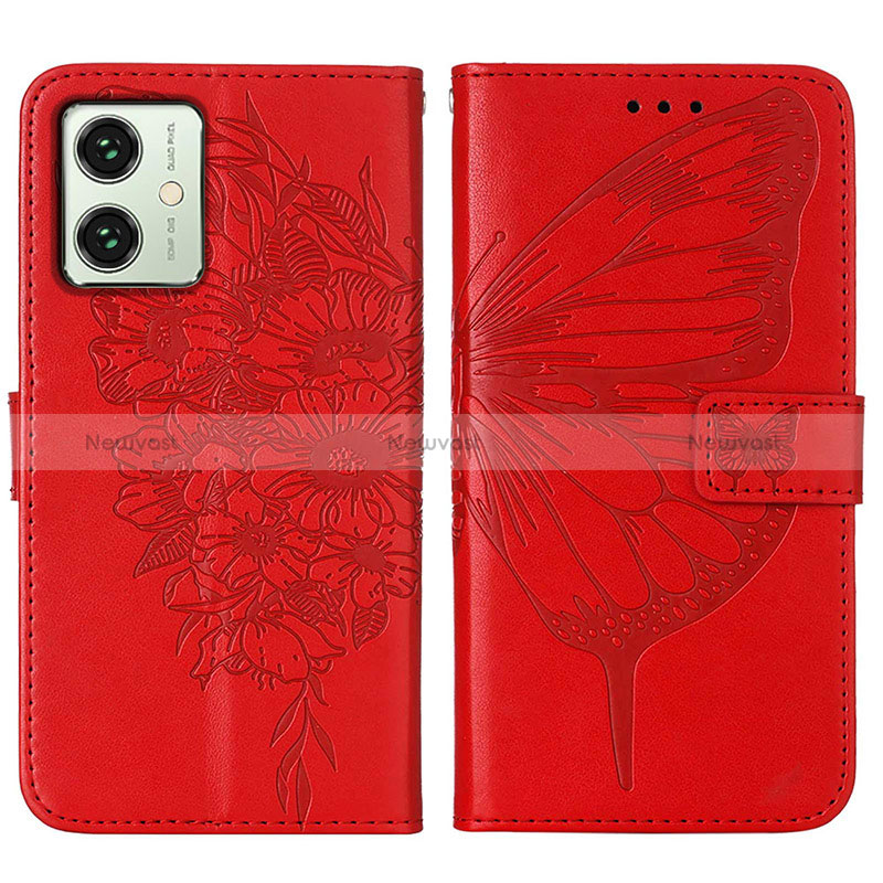 Leather Case Stands Butterfly Flip Cover Holder YB1 for Motorola Moto G54 5G