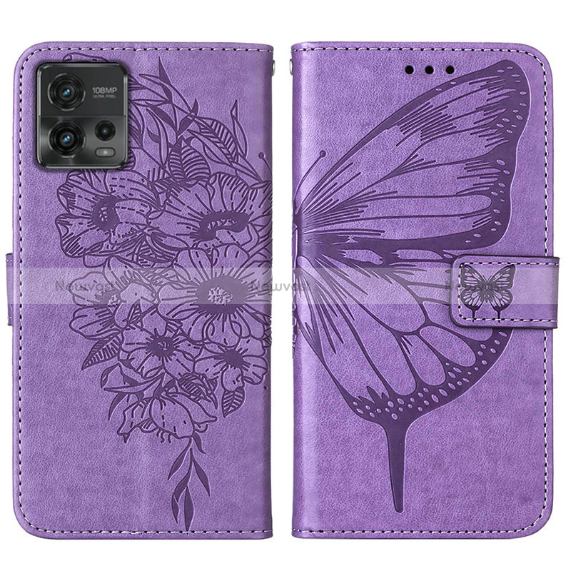 Leather Case Stands Butterfly Flip Cover Holder YB1 for Motorola Moto G72