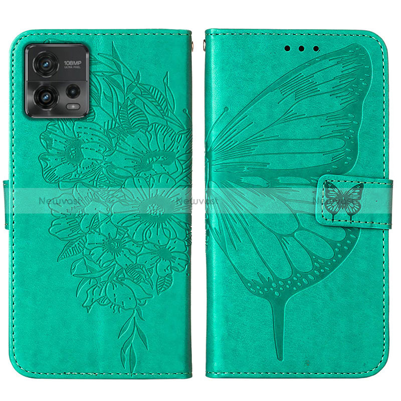 Leather Case Stands Butterfly Flip Cover Holder YB1 for Motorola Moto G72