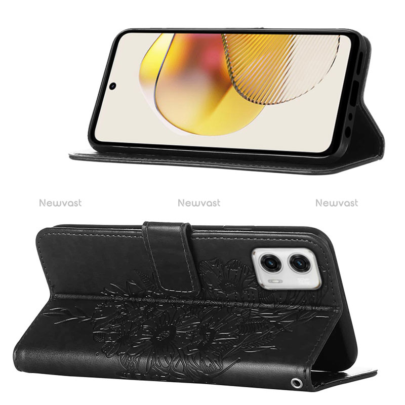 Leather Case Stands Butterfly Flip Cover Holder YB1 for Motorola Moto G73 5G