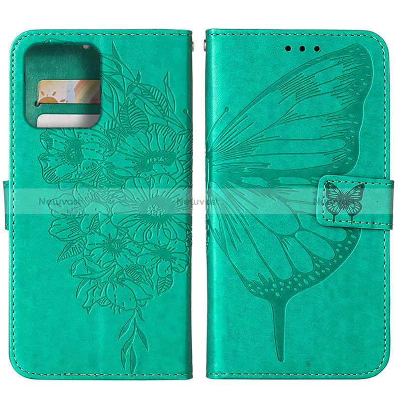 Leather Case Stands Butterfly Flip Cover Holder YB1 for Motorola Moto X40 5G Green