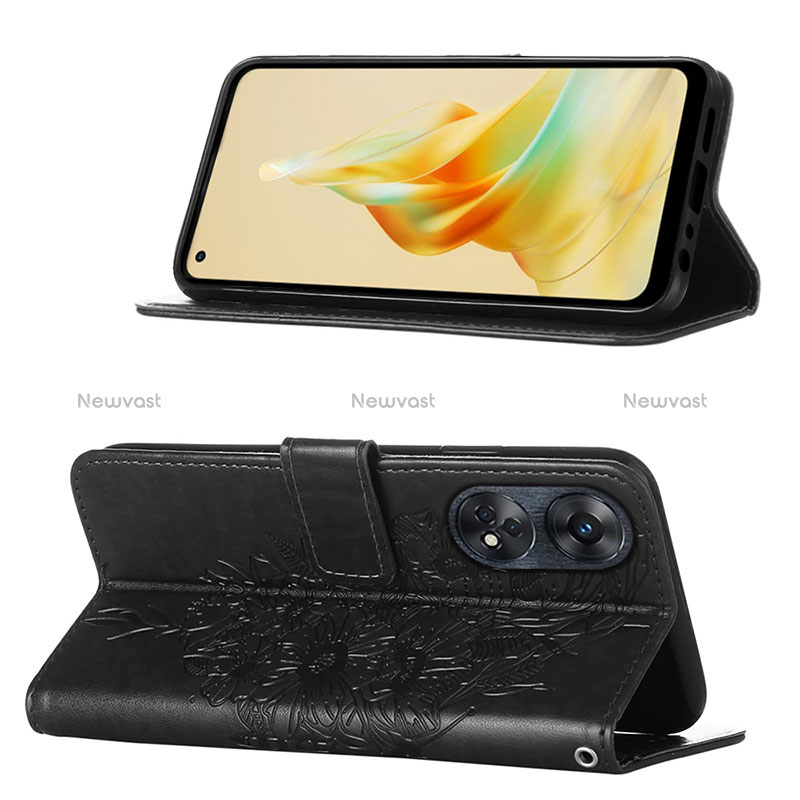 Leather Case Stands Butterfly Flip Cover Holder YB1 for Oppo Reno8 T 4G