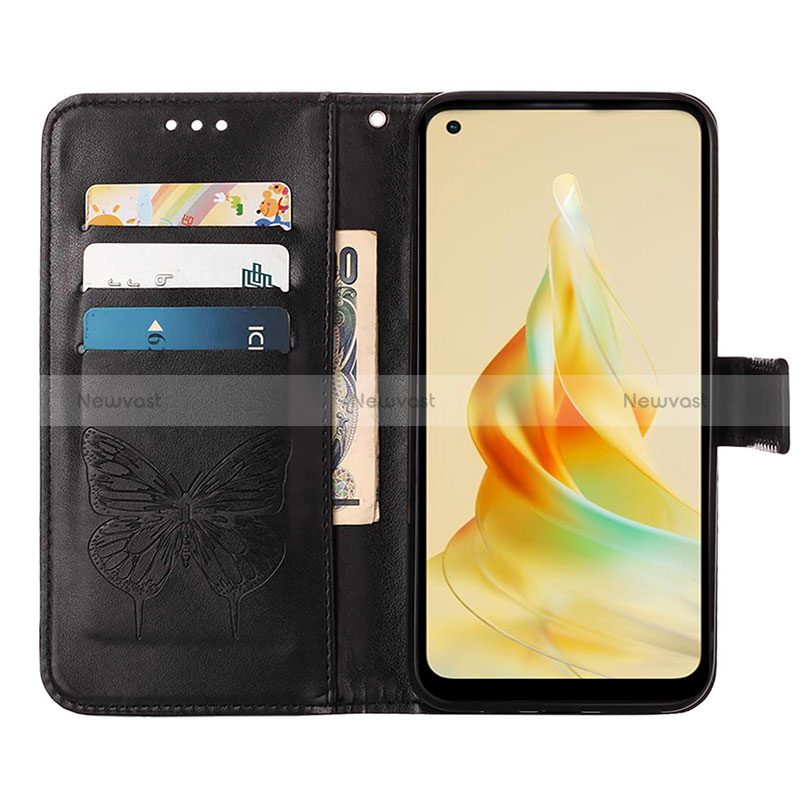 Leather Case Stands Butterfly Flip Cover Holder YB1 for Oppo Reno8 T 4G