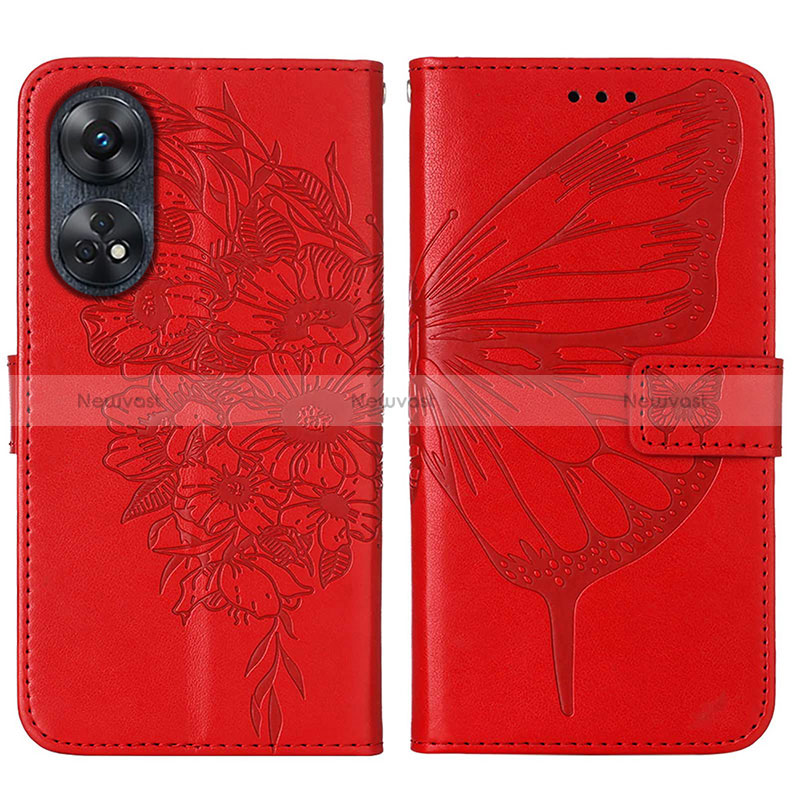 Leather Case Stands Butterfly Flip Cover Holder YB1 for Oppo Reno8 T 4G