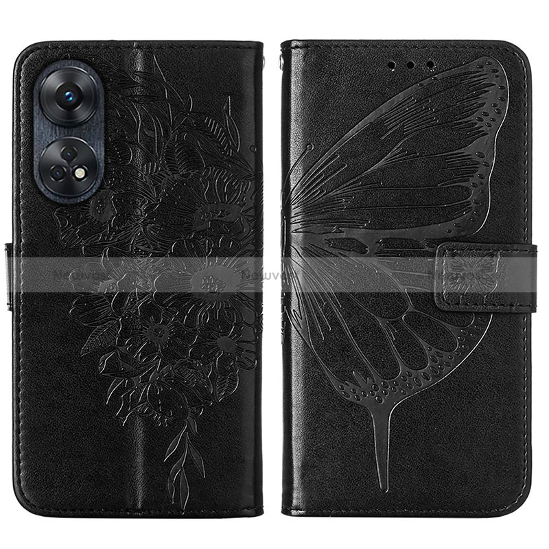 Leather Case Stands Butterfly Flip Cover Holder YB1 for Oppo Reno8 T 4G