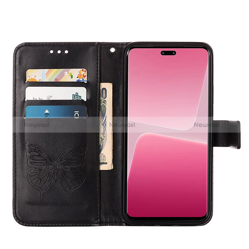 Leather Case Stands Butterfly Flip Cover Holder YB1 for Xiaomi Mi 13 Lite 5G