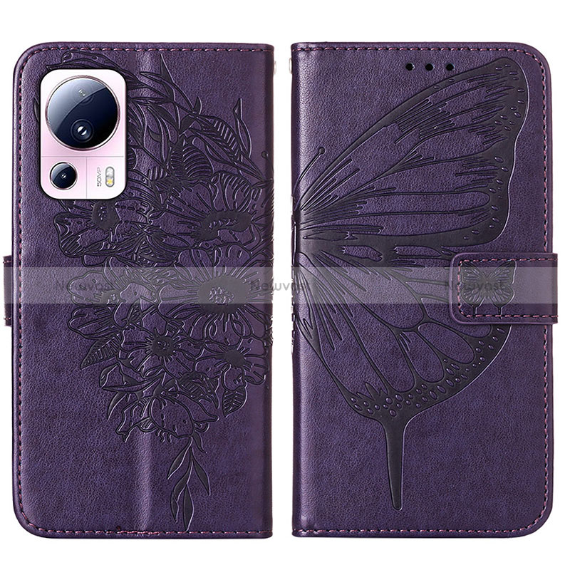 Leather Case Stands Butterfly Flip Cover Holder YB1 for Xiaomi Mi 13 Lite 5G