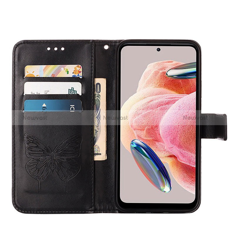 Leather Case Stands Butterfly Flip Cover Holder YB1 for Xiaomi Redmi Note 12 4G