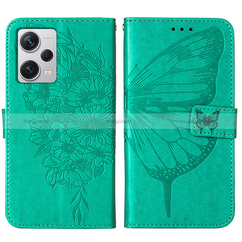 Leather Case Stands Butterfly Flip Cover Holder YB1 for Xiaomi Redmi Note 12 Pro+ Plus 5G