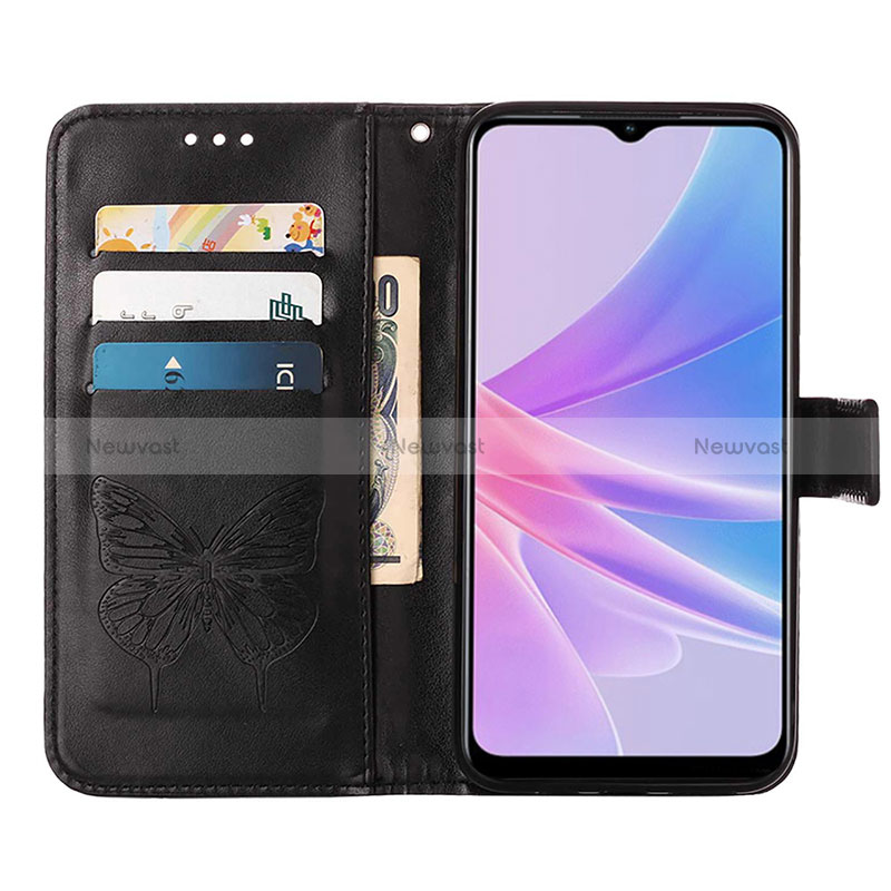 Leather Case Stands Butterfly Flip Cover Holder YB2 for Oppo A58 5G