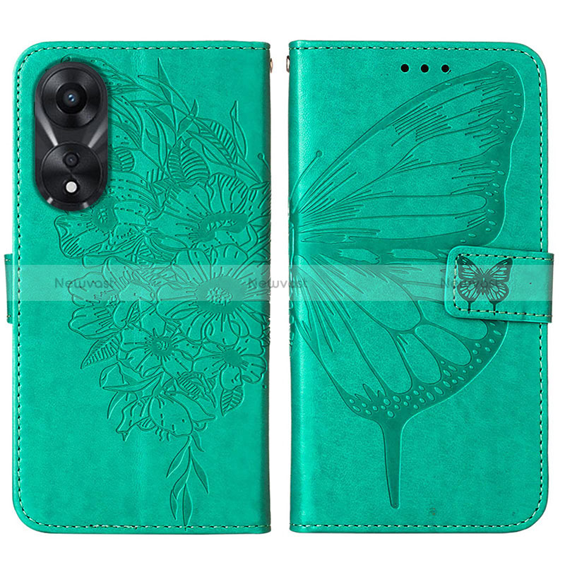 Leather Case Stands Butterfly Flip Cover Holder YB2 for Oppo A58 5G