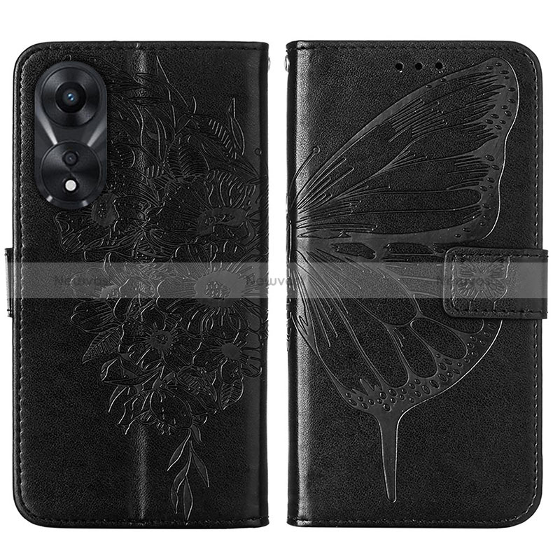 Leather Case Stands Butterfly Flip Cover Holder YB2 for Oppo A58 5G