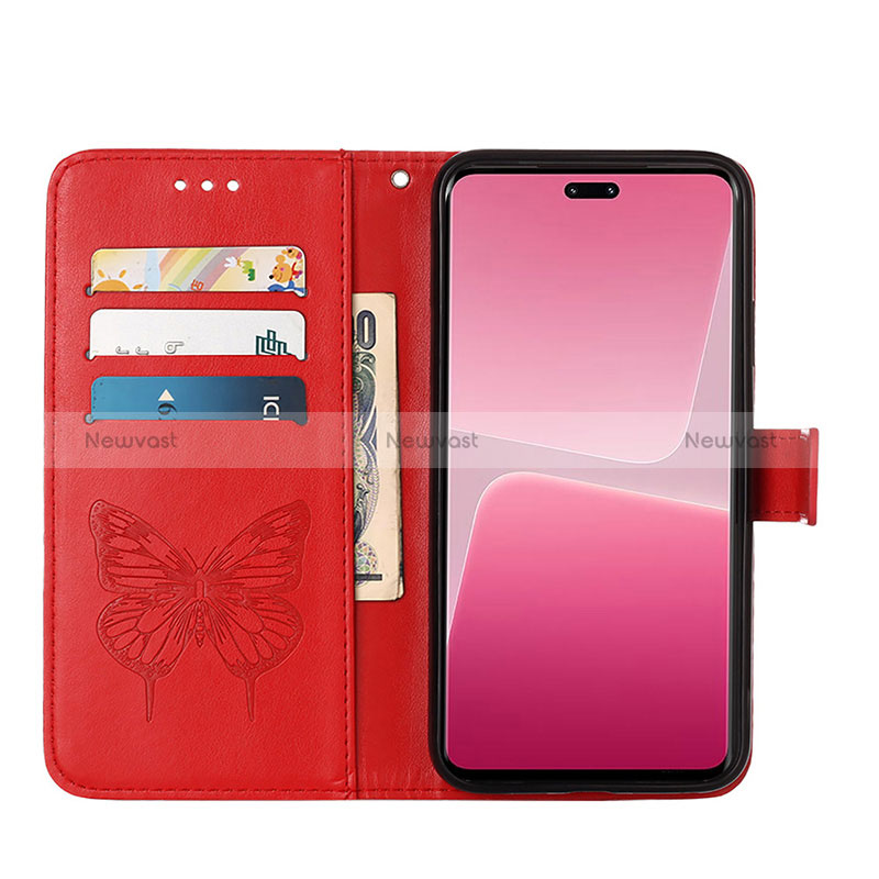 Leather Case Stands Butterfly Flip Cover Holder YB2 for Xiaomi Mi 13 Lite 5G