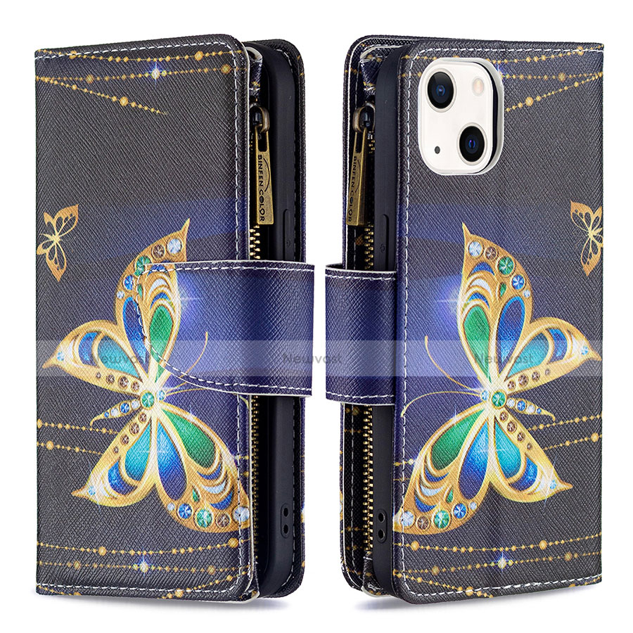 Leather Case Stands Butterfly Flip Cover L01 Holder for Apple iPhone 13 Black