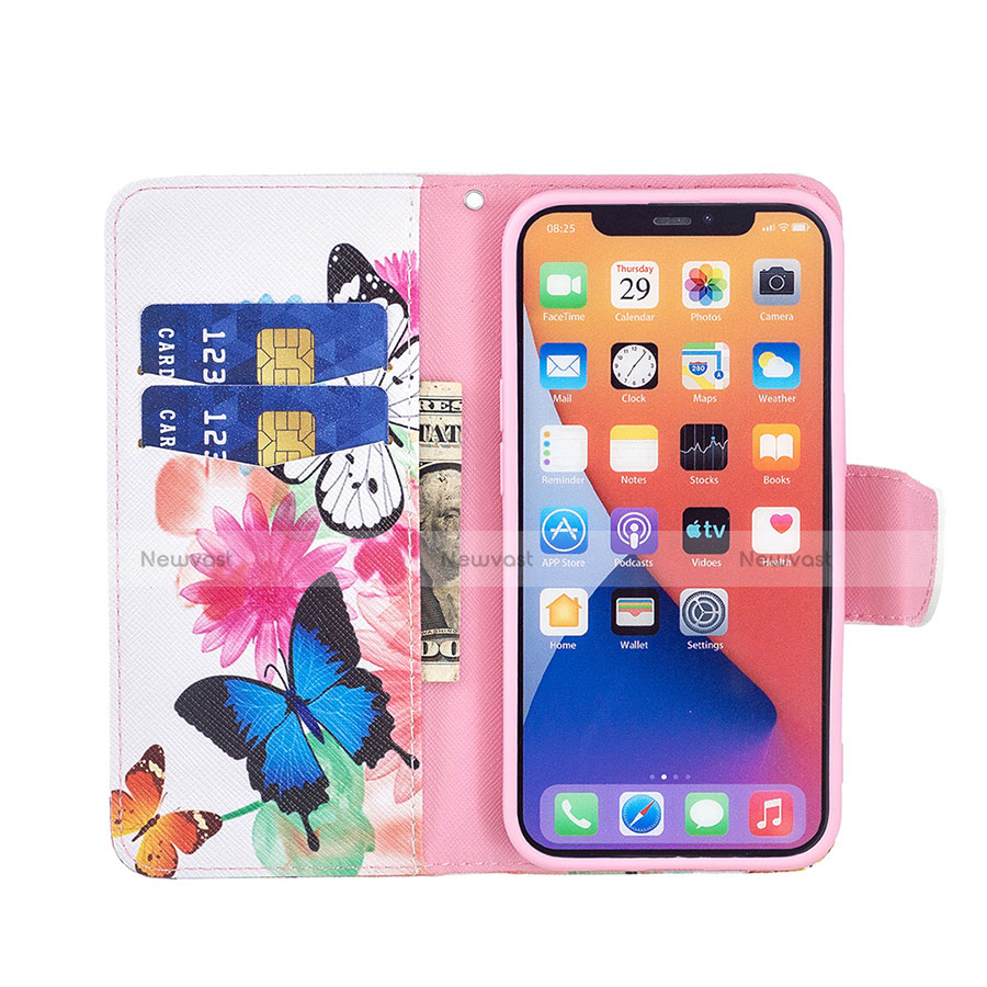 Leather Case Stands Butterfly Flip Cover L01 Holder for Apple iPhone 13 Pink