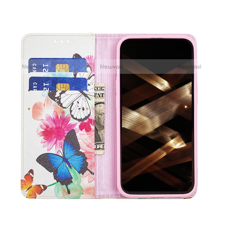 Leather Case Stands Butterfly Flip Cover L01 Holder for Apple iPhone 14 Pro Pink