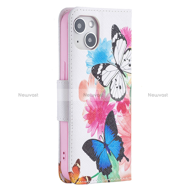 Leather Case Stands Butterfly Flip Cover L01 Holder for Apple iPhone 15 Plus Pink