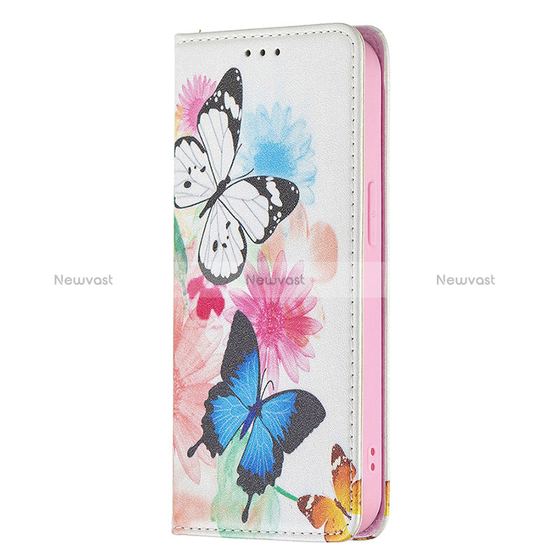 Leather Case Stands Butterfly Flip Cover L01 Holder for Apple iPhone 15 Pro Pink