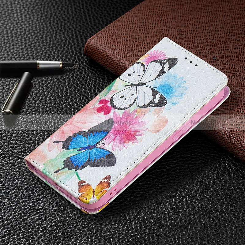 Leather Case Stands Butterfly Flip Cover L01 Holder for Apple iPhone 15 Pro Pink