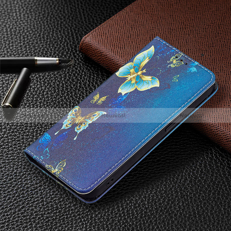 Leather Case Stands Butterfly Flip Cover L01 Holder for Apple iPhone 16 Pro Max Blue