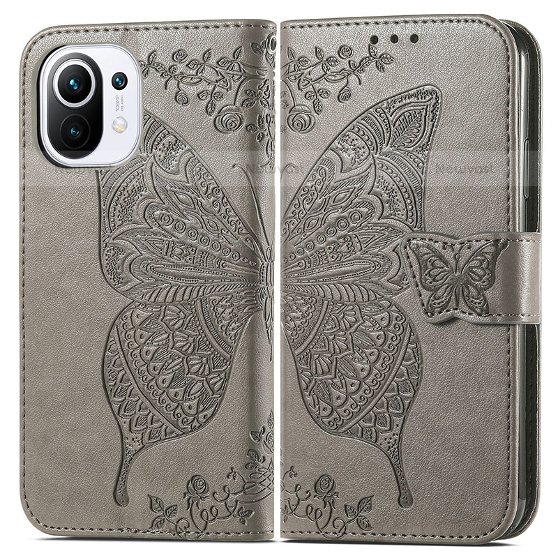 Leather Case Stands Butterfly Flip Cover L02 Holder for Xiaomi Mi 11 Lite 5G