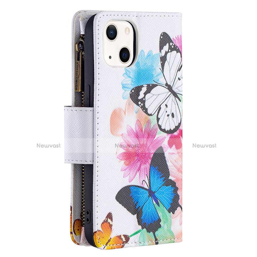 Leather Case Stands Butterfly Flip Cover L03 Holder for Apple iPhone 14 Plus Pink