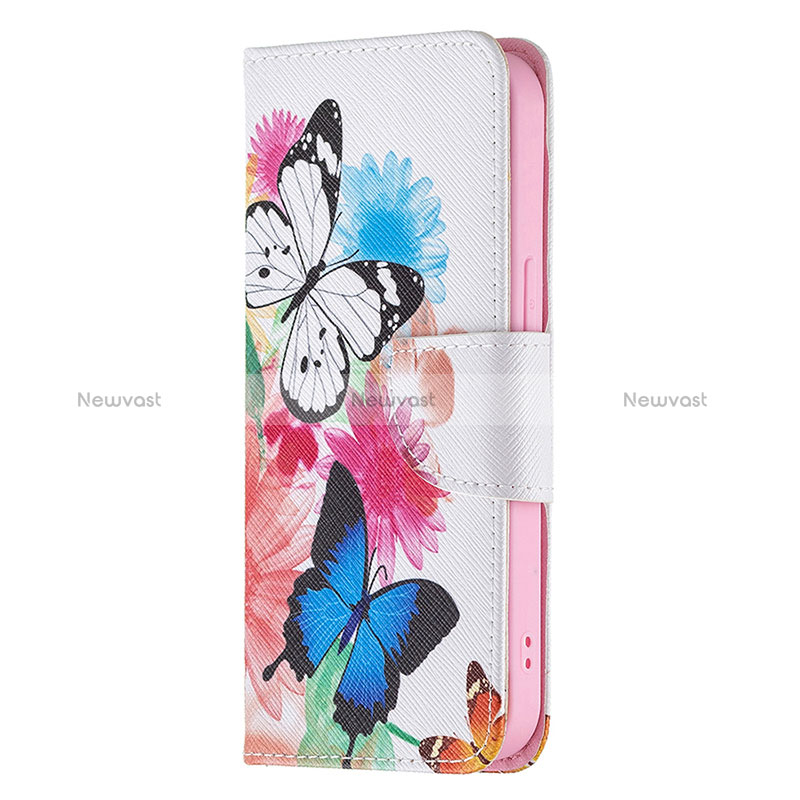 Leather Case Stands Butterfly Flip Cover L03 Holder for Apple iPhone 14 Pro Max Pink