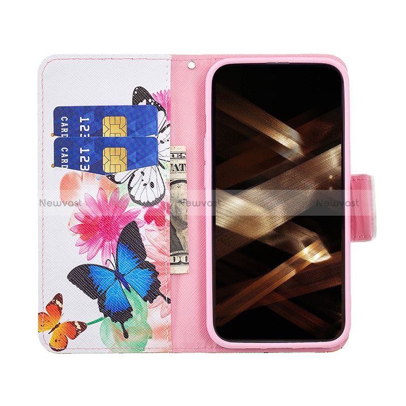 Leather Case Stands Butterfly Flip Cover L03 Holder for Apple iPhone 14 Pro Max Pink