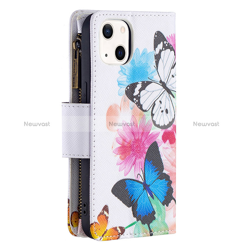 Leather Case Stands Butterfly Flip Cover L03 Holder for Apple iPhone 15 Plus Pink