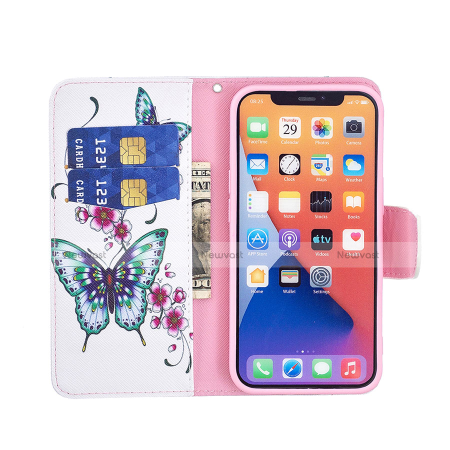 Leather Case Stands Butterfly Flip Cover L07 Holder for Apple iPhone 13 Mini White