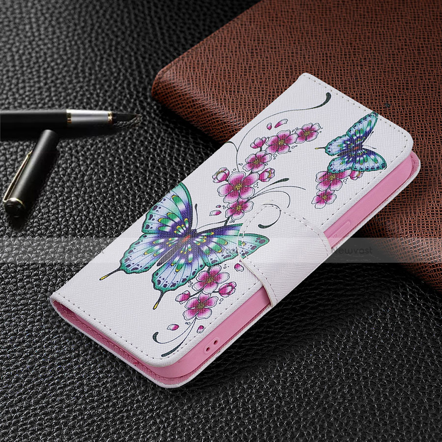 Leather Case Stands Butterfly Flip Cover L07 Holder for Apple iPhone 13 Mini White