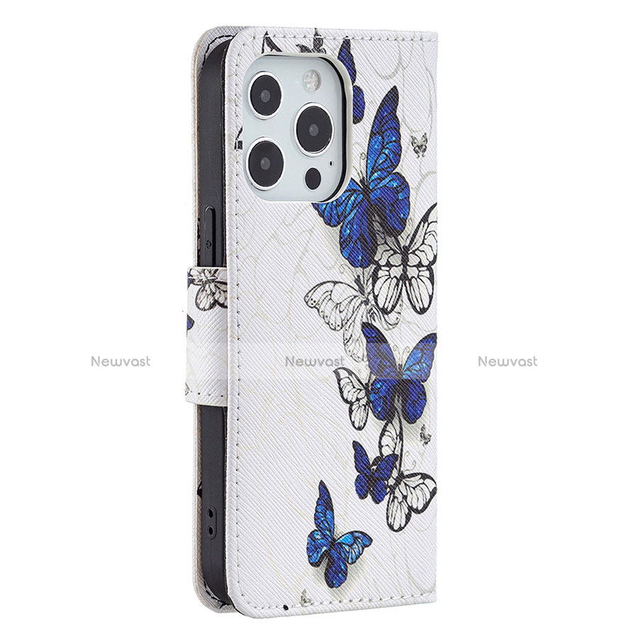 Leather Case Stands Butterfly Flip Cover L07 Holder for Apple iPhone 13 Pro Max White