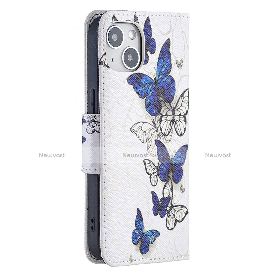 Leather Case Stands Butterfly Flip Cover L07 Holder for Apple iPhone 14 Pink