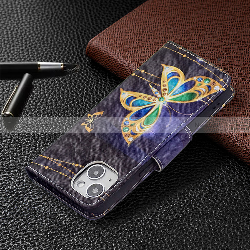 Leather Case Stands Butterfly Flip Cover L07 Holder for Apple iPhone 15 Mixed