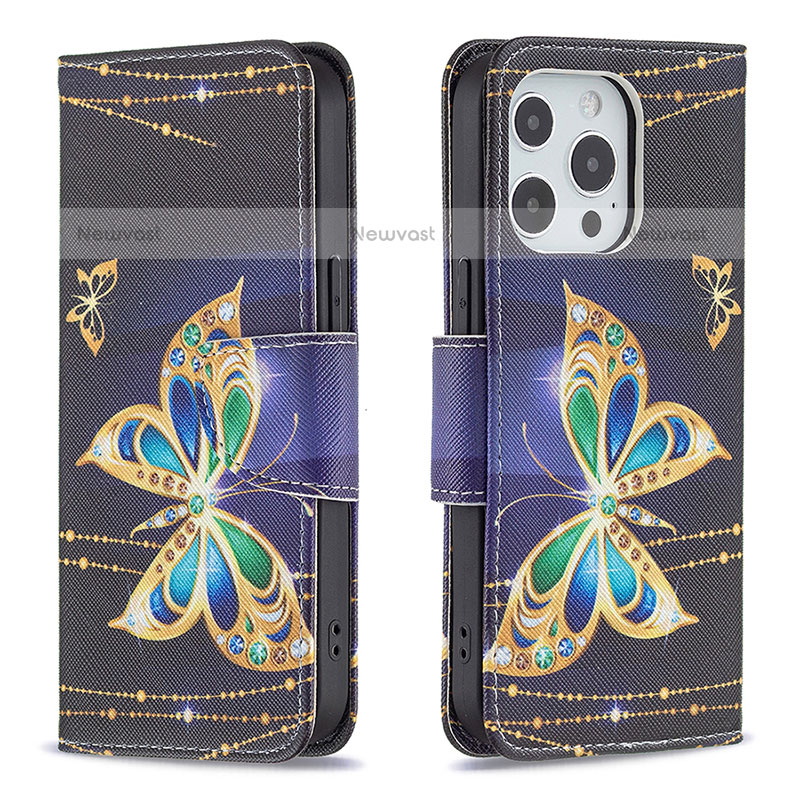 Leather Case Stands Butterfly Flip Cover L07 Holder for Apple iPhone 15 Pro Max Mixed