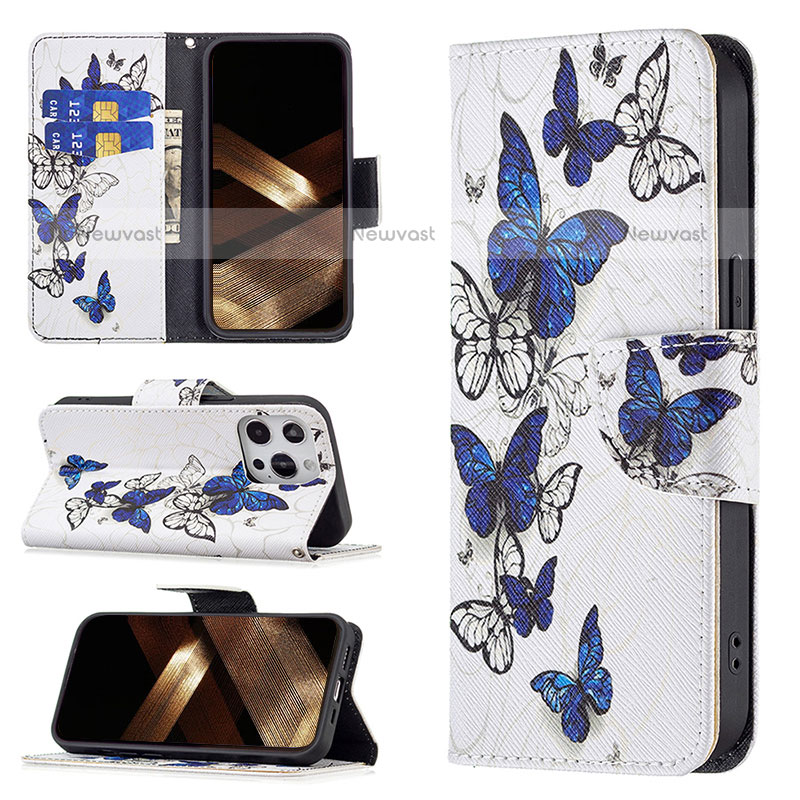 Leather Case Stands Butterfly Flip Cover L07 Holder for Apple iPhone 15 Pro Max White