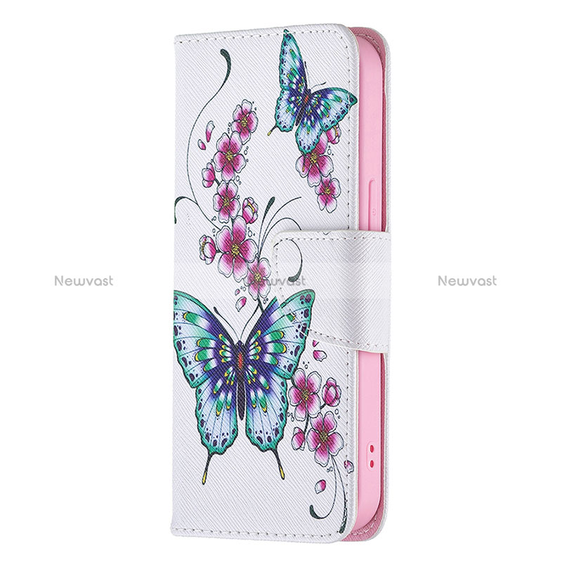 Leather Case Stands Butterfly Flip Cover L07 Holder for Apple iPhone 15 Pro Pink