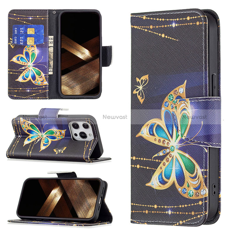 Leather Case Stands Butterfly Flip Cover L07 Holder for Apple iPhone 16 Pro Max Mixed