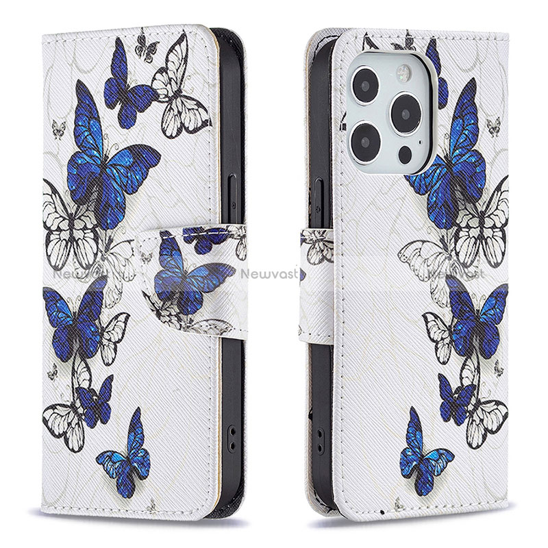 Leather Case Stands Butterfly Flip Cover L07 Holder for Apple iPhone 16 Pro Max White