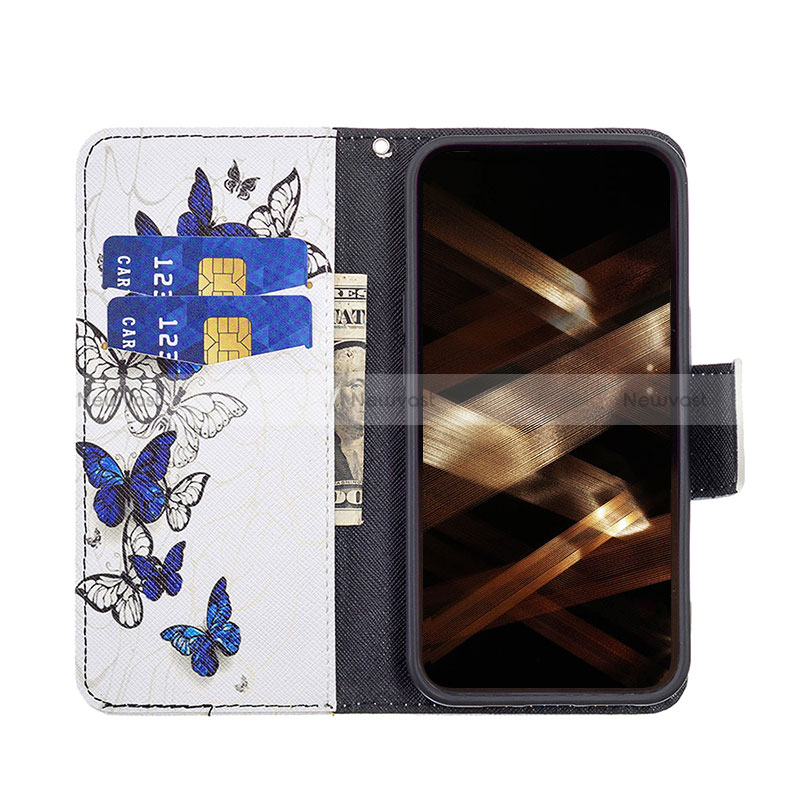 Leather Case Stands Butterfly Flip Cover L07 Holder for Apple iPhone 16 Pro Max White