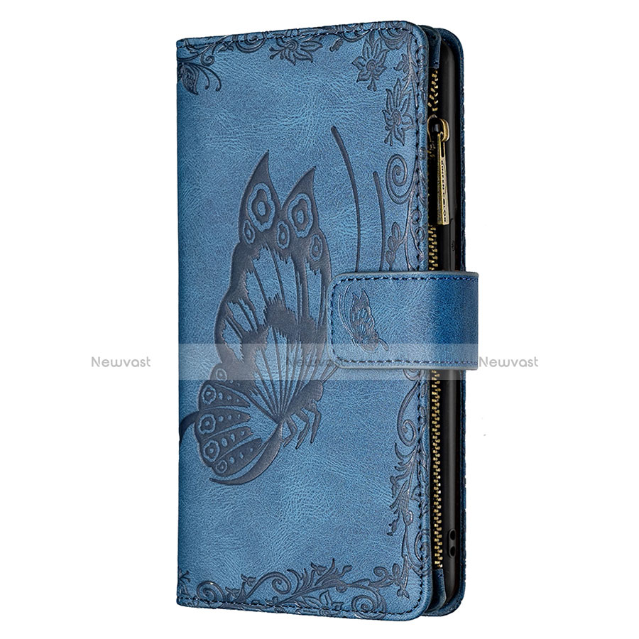 Leather Case Stands Butterfly Flip Cover L08 Holder for Apple iPhone 13 Blue