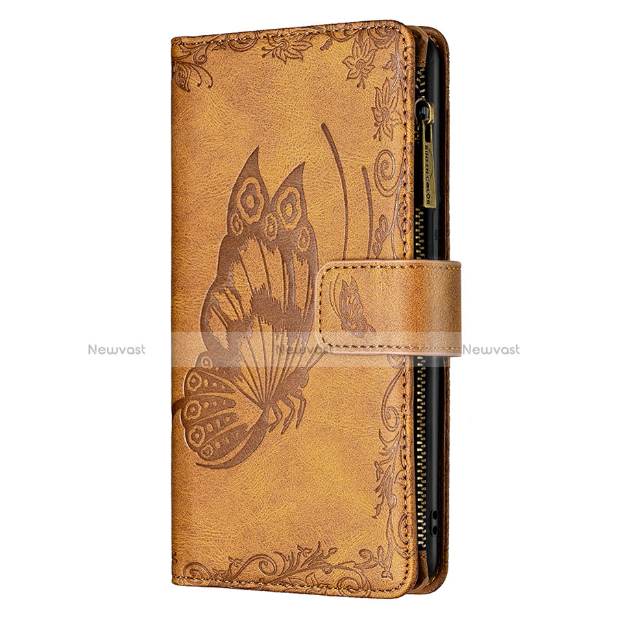 Leather Case Stands Butterfly Flip Cover L08 Holder for Apple iPhone 13 Brown