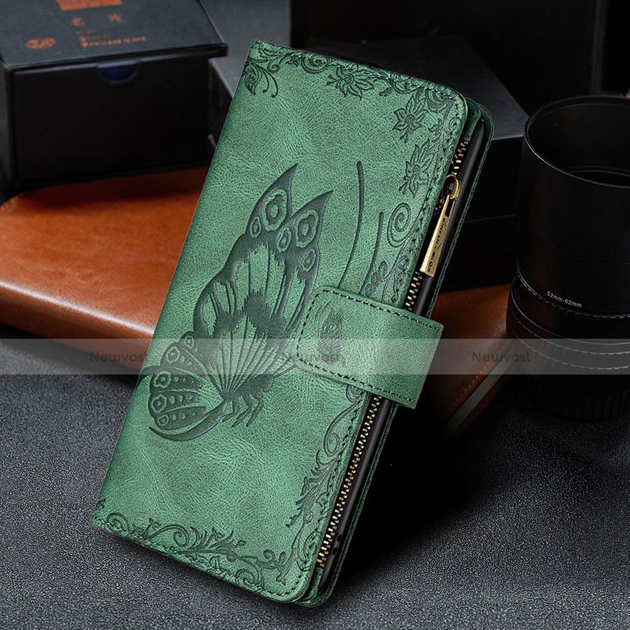 Leather Case Stands Butterfly Flip Cover L08 Holder for Apple iPhone 13 Green