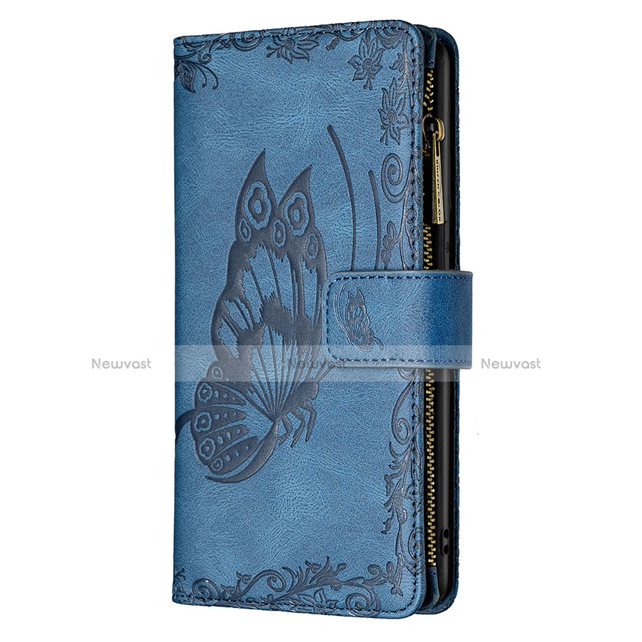 Leather Case Stands Butterfly Flip Cover L08 Holder for Apple iPhone 13 Pro Blue