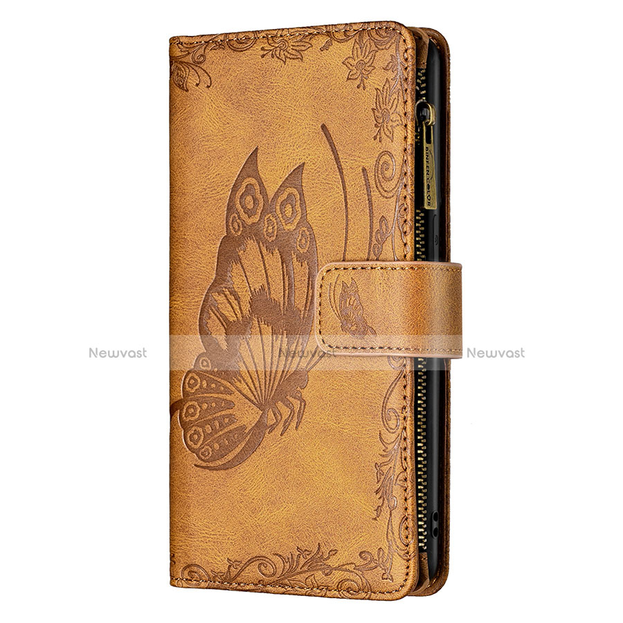 Leather Case Stands Butterfly Flip Cover L08 Holder for Apple iPhone 13 Pro Brown