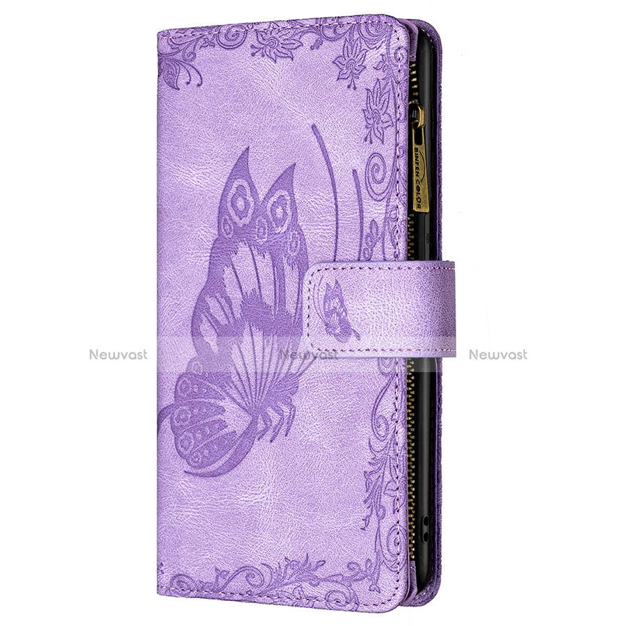 Leather Case Stands Butterfly Flip Cover L08 Holder for Apple iPhone 13 Pro Purple