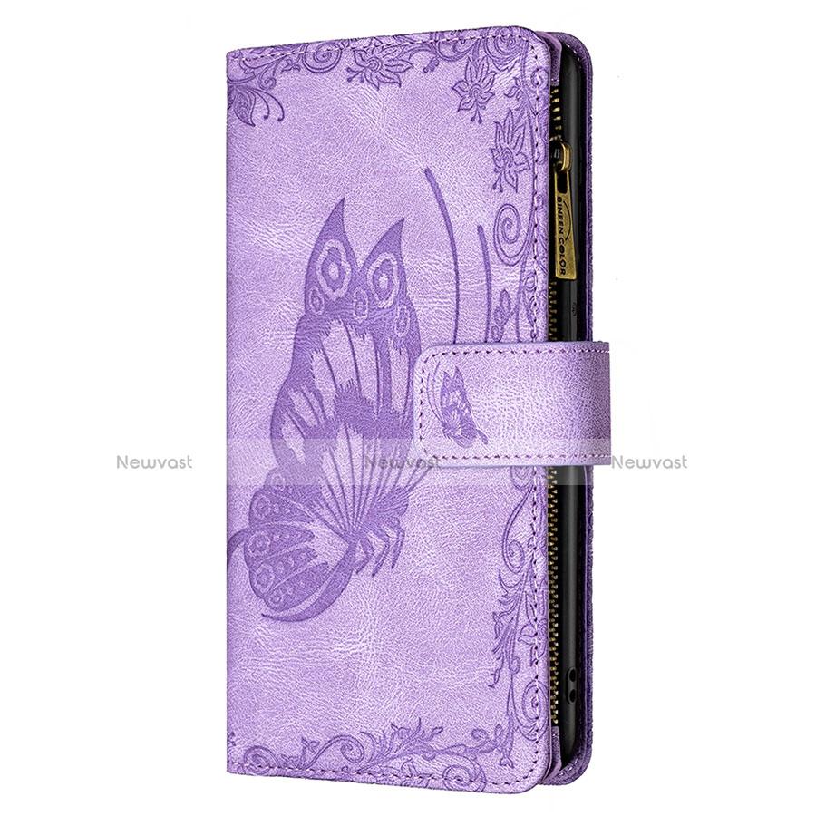 Leather Case Stands Butterfly Flip Cover L08 Holder for Apple iPhone 13 Purple