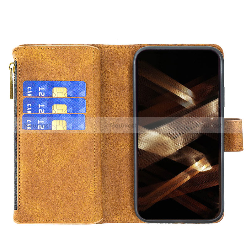 Leather Case Stands Butterfly Flip Cover L08 Holder for Apple iPhone 14 Pro Max Brown